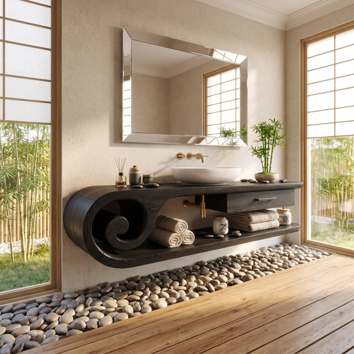 Timeless Floating Bathroom Vanity Floating Bathroom Vanity With Sink Modern Bathroom Vanity Open Storage For Spa Bathroo