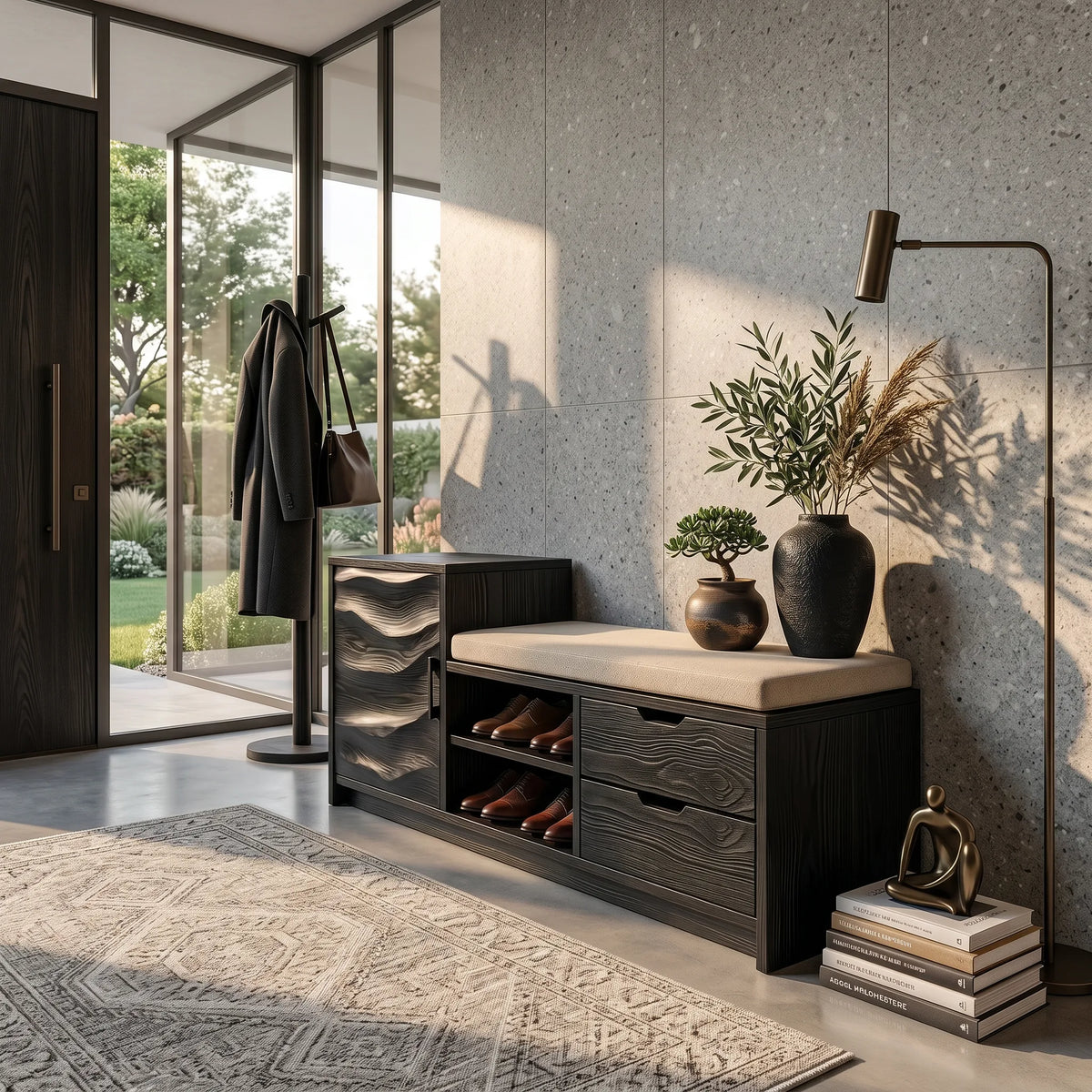 Industrial Shoe Cabinet For Loft Entryway Storage Section
