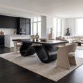 Sculptural Modern Dining Table Rectangle Dining Room Table For Living Room