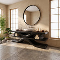 Sculptural Bathroom Vanity With Sink Modern Bathroom Vanity Wooden Bathroom Vanity Layered Open Shelves For Spa Bathroom