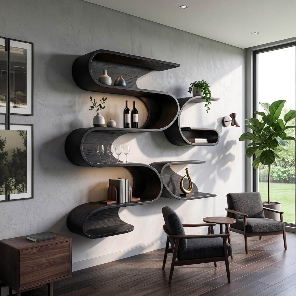 Organic Modern Wall Mounted Shelves For Bathroom