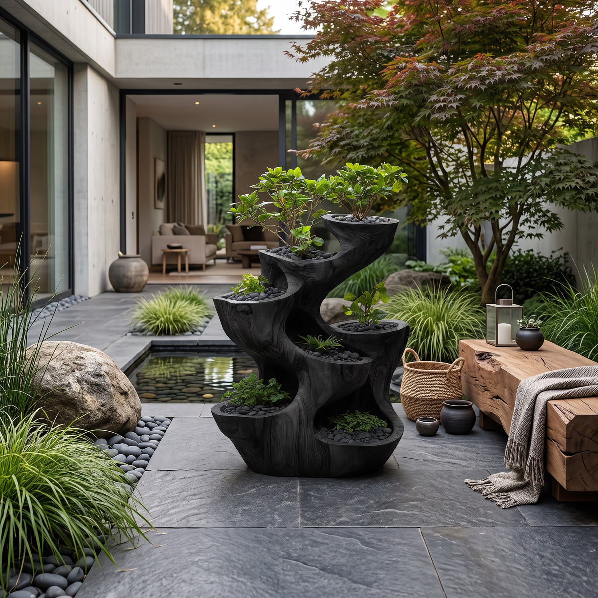 Organic Sculptural Multi Tier Planter For Garden Decor