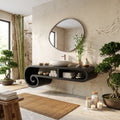 Serene Floating Bathroom Vanity Floating Bathroom Vanity With Sink Modern Bathroom Vanity Curved Open Storage For Spa Ba