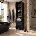 Sculptural Bathroom Cabinet With Open Shelves And Drawers For Bathroom