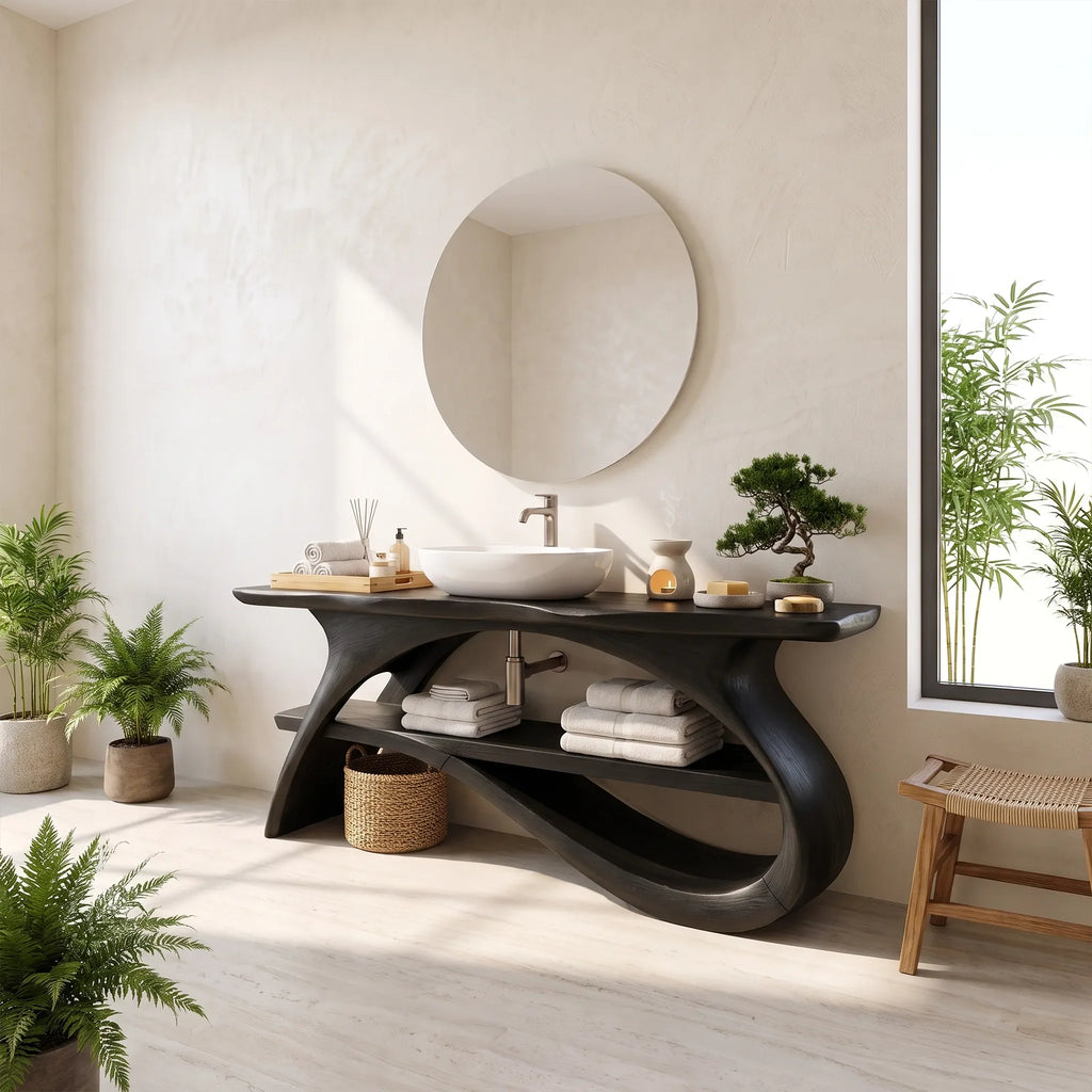 Minimal Bathroom Vanity Bathroom Vanity With Sink Modern Bathroom Vanity Long Open Shelf For Contemporary Bathroom