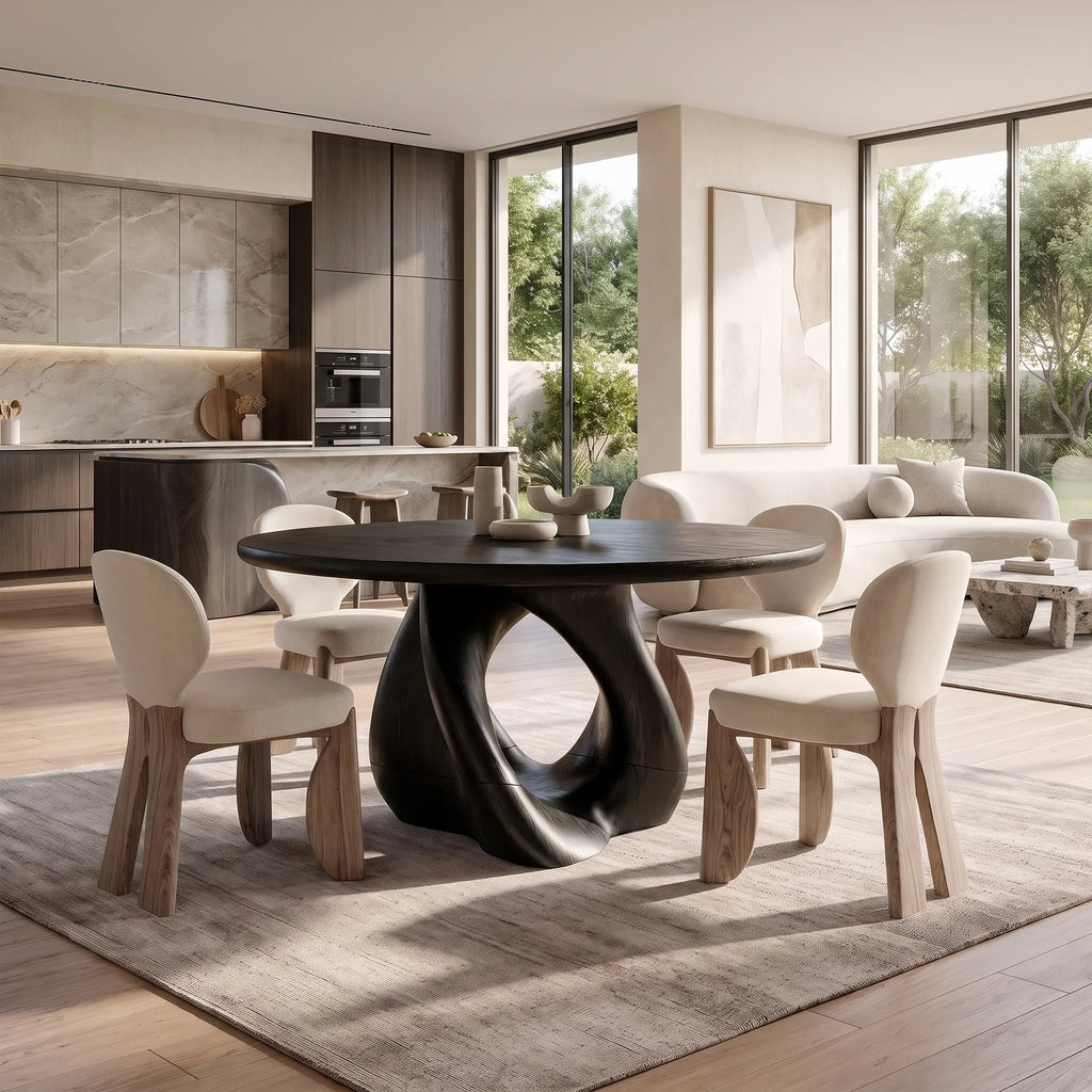 Serene Round Dining Table Modern Dining Room Table For Patio Dining Area