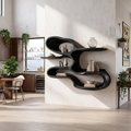 Modern Sculptural Wooden Wall Shelves For Coffee Bar