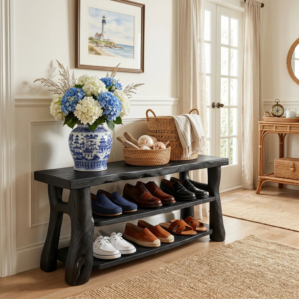 Modern Tall Shoe Rack For Apartment Hallway Storage Section