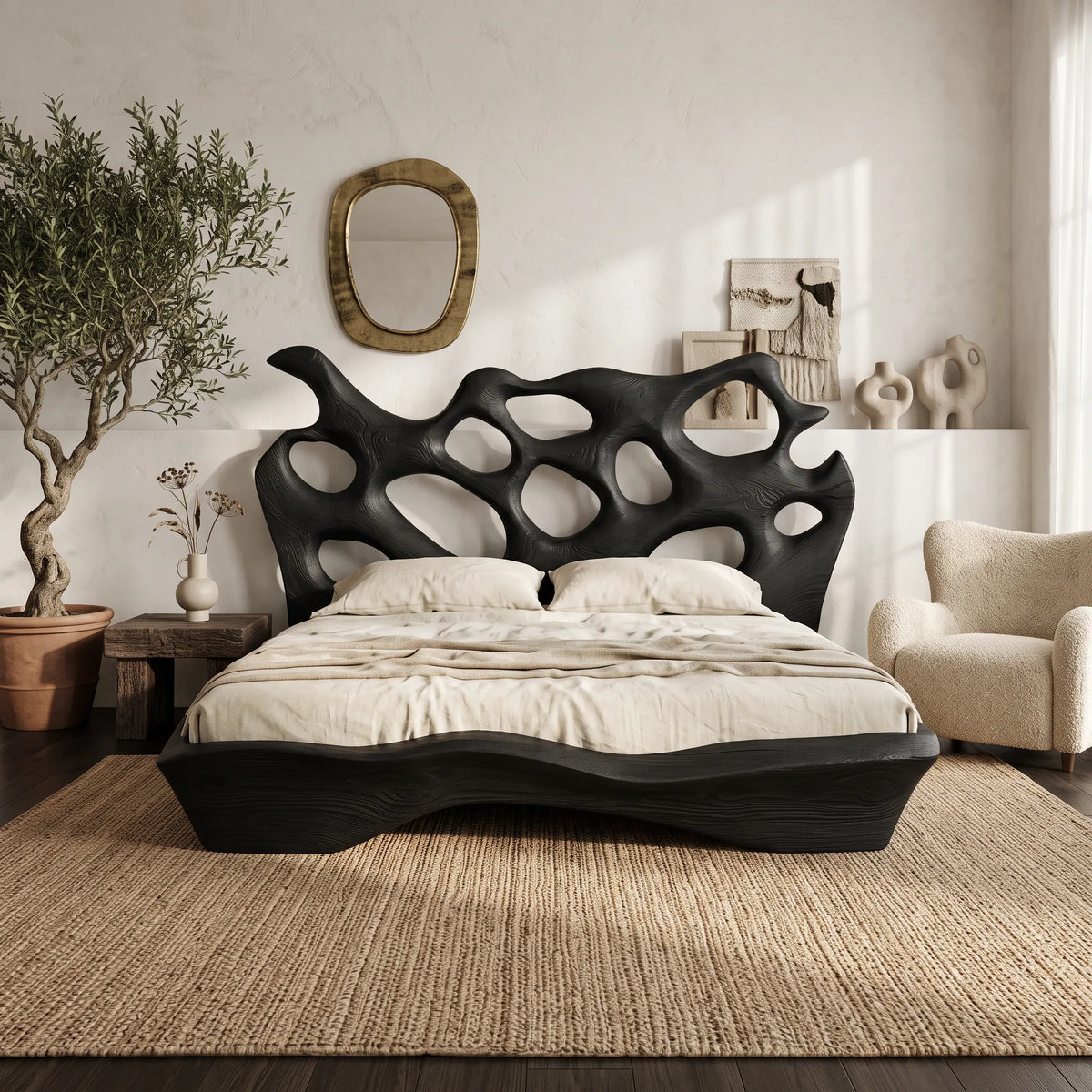 Contemporary Bed Frame Statement Furniture For Luxury Bedroom