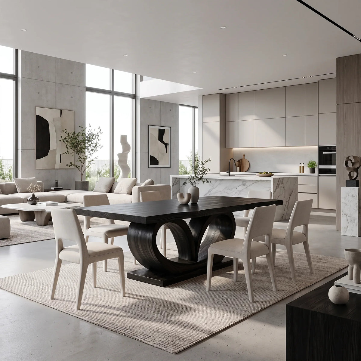 Organic Modern Dining Table Dining Room Table Rectangle Dining Table Curved Base For Dining Room