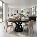 Sculptural Round Dining Table Modern Dining Room Table Woven Base For Dining Room