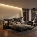Modern Bed Frame Cutout Headboard For Luxury Master Bedroom