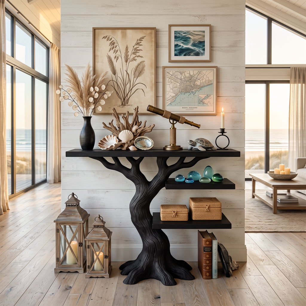 Contemporary Woodland Branch Console Table For Halloween Decor