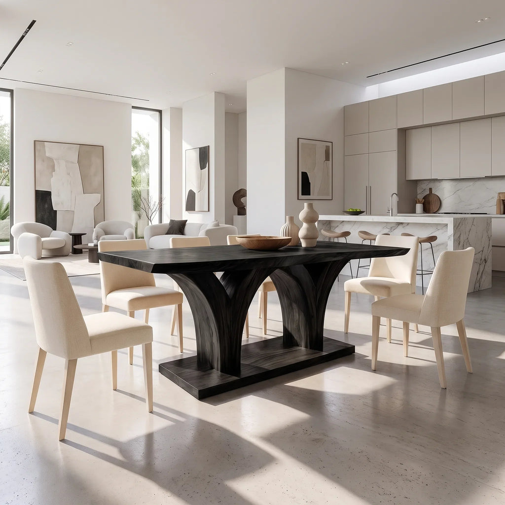 Warm Dining Table Rectangle Dining Room Table Curved Pedestal Base For Dining Room