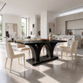Warm Dining Table Rectangle Dining Room Table Curved Pedestal Base For Dining Room