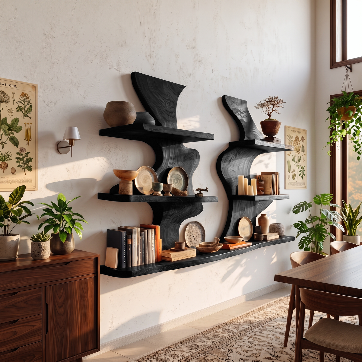 Organic Modern Decorative Wall Shelves For Living Room