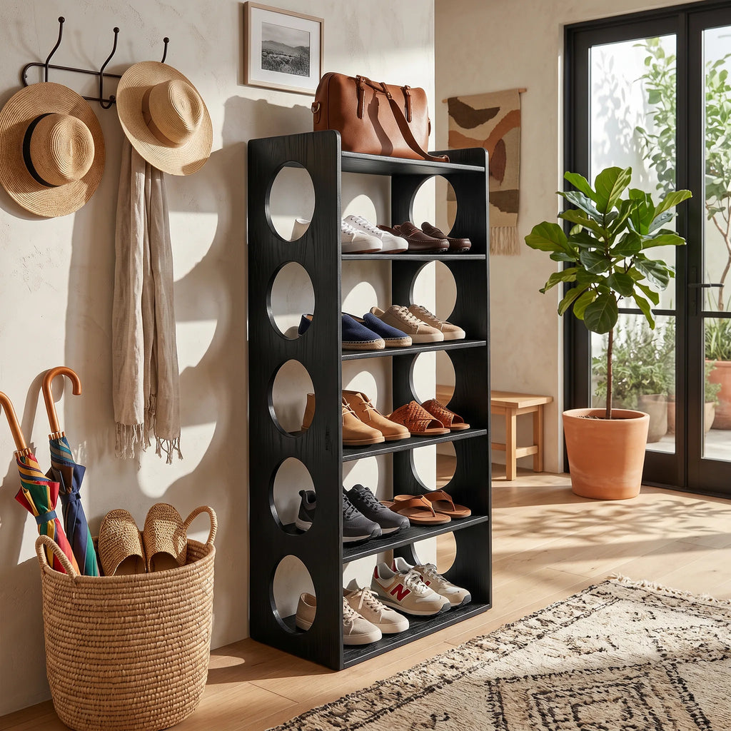 Industrial Tall Shoe Storage Rack For Loft Hallway Display Corner
