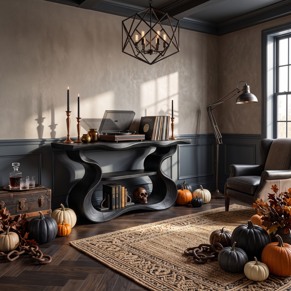 Organic Sculptural Form Console Table For Halloween Home Decor