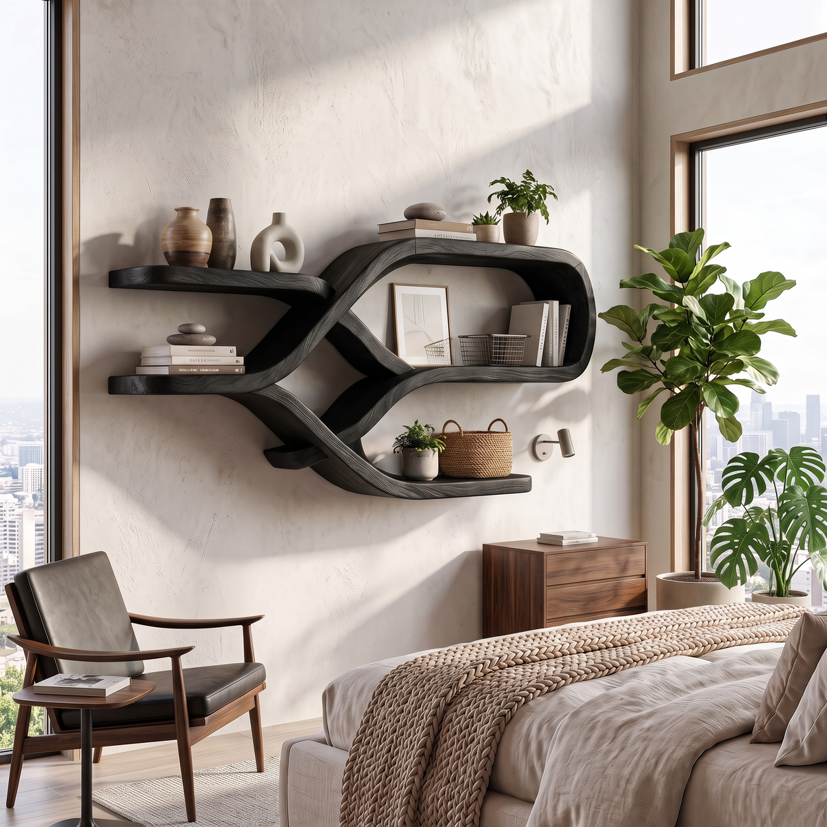 Modern Organic Floating Display Shelves For Bedroom