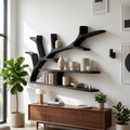 Rustic Tree Branch Floating Shelves For Living Room
