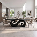 Graceful Dining Table Rectangle Modern Dining Table Double Scroll Base For Dining Room