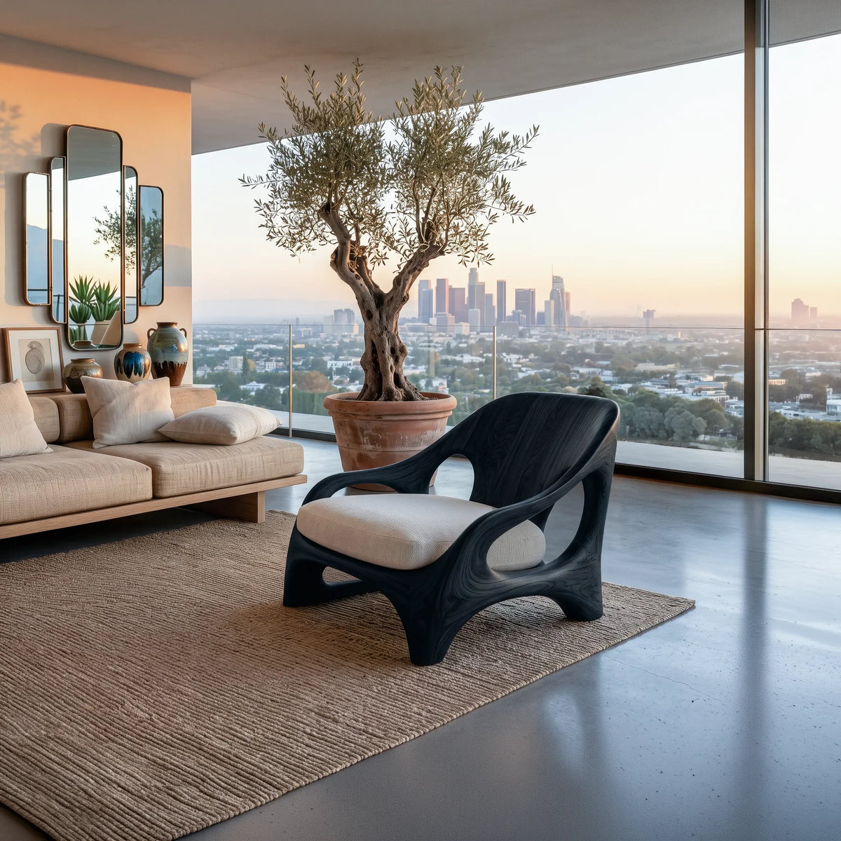 Modern Accent Chair With Organic Loop Frame For Living Room