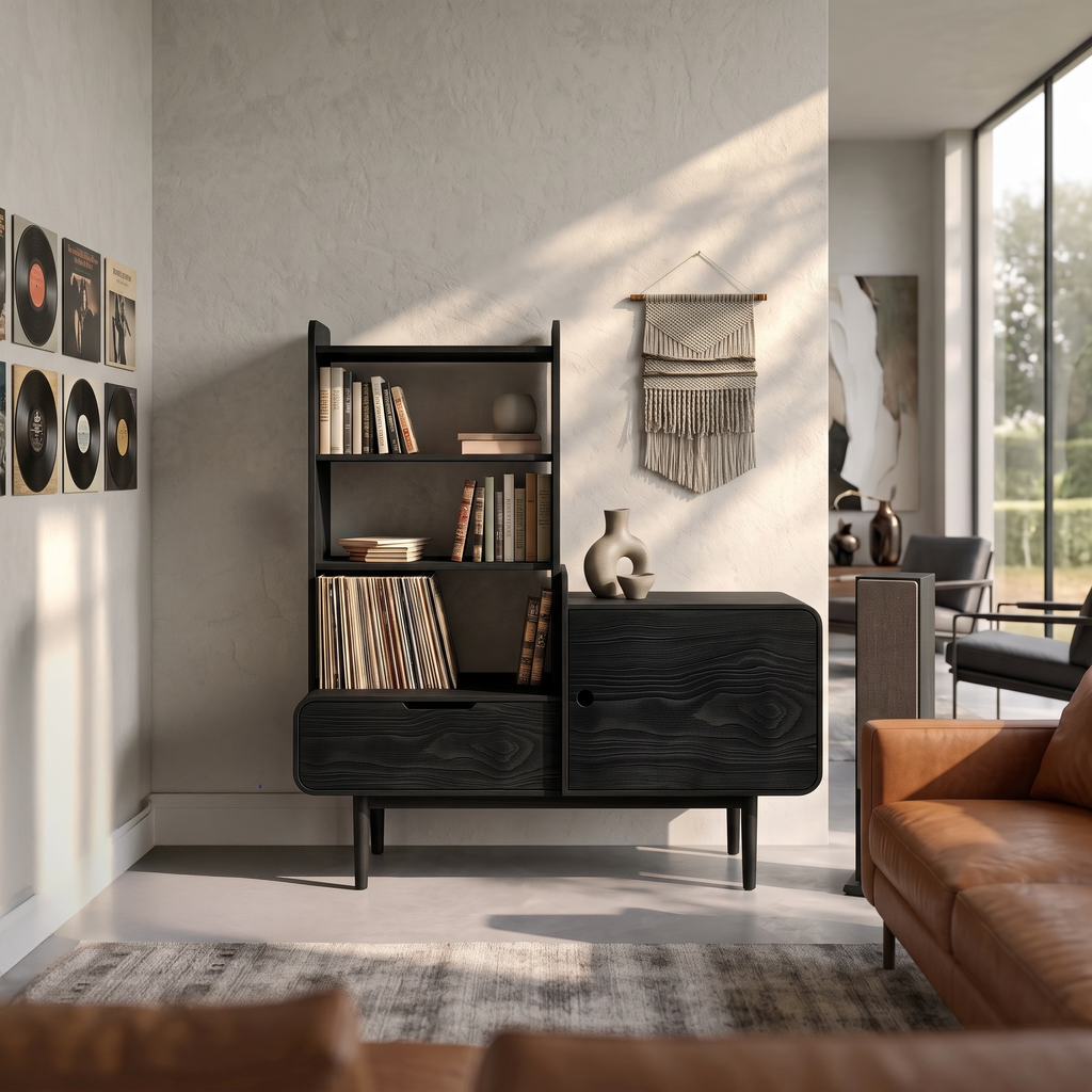 Retro-Inspired Vinyl Record Cabinet For Living Room Or Studio