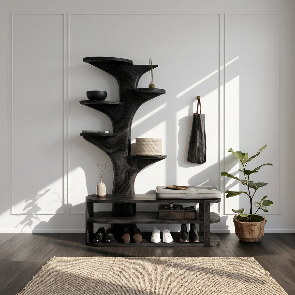 Industrial Shoe Rack Shelf For Loft Entryway Hallway Placement
