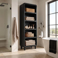 Modern Tall Bathroom Cabinet With Open Towel Shelves For Bathroom