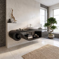 Flowing Floating Bathroom Vanity Floating Bathroom Vanity With Sink Modern Bathroom Vanity Curved Open Storage For Luxur