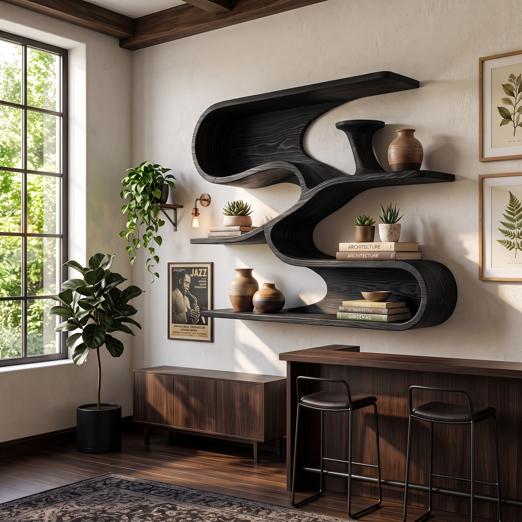 Modern Organic Decorative Wall Shelves For Bathroom