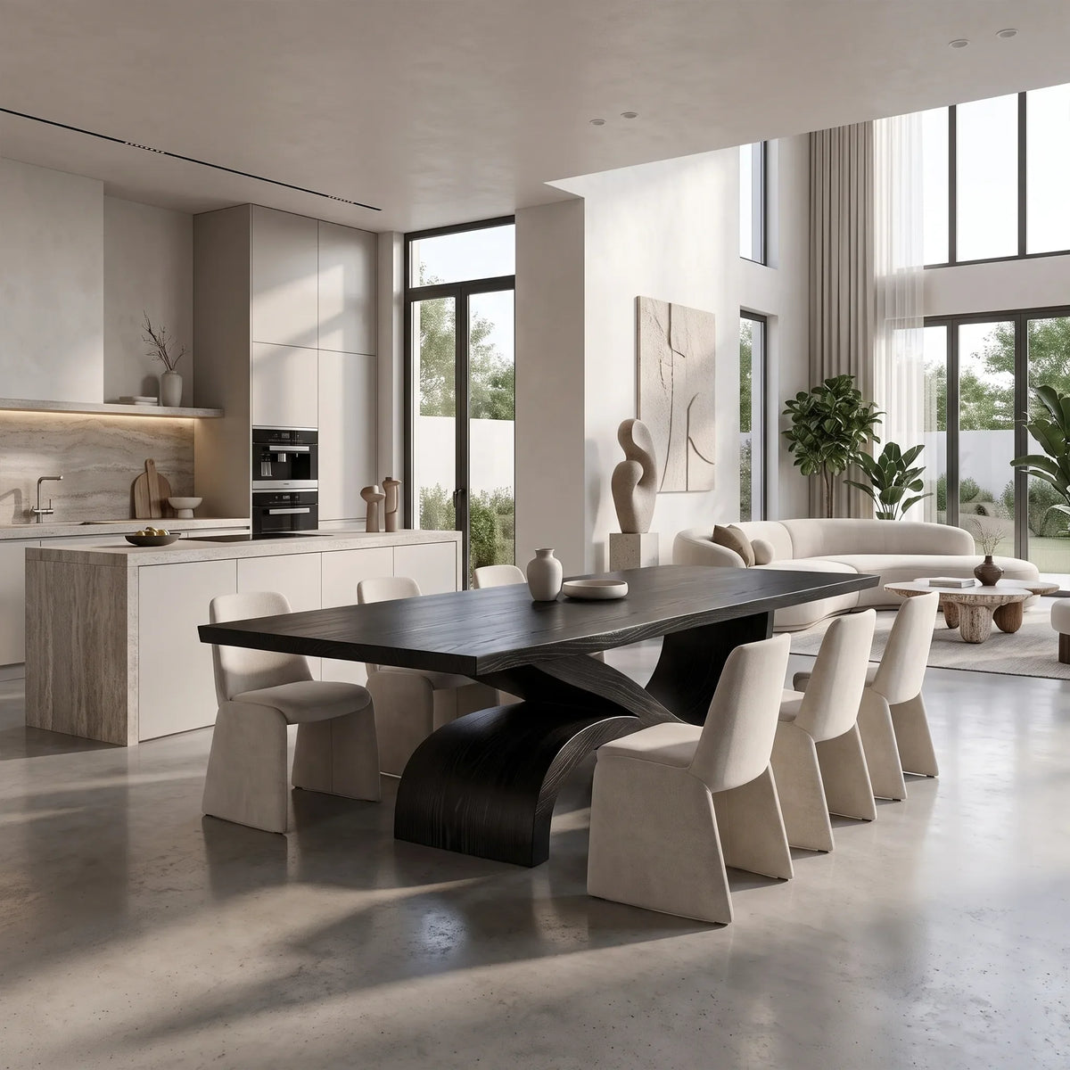 Flowing Rectangle Dining Table Modern Dining Room Table For Open Dining Space