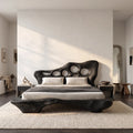 Modern Bed Frame Cutout Headboard Sculptural For Luxury Bedroom