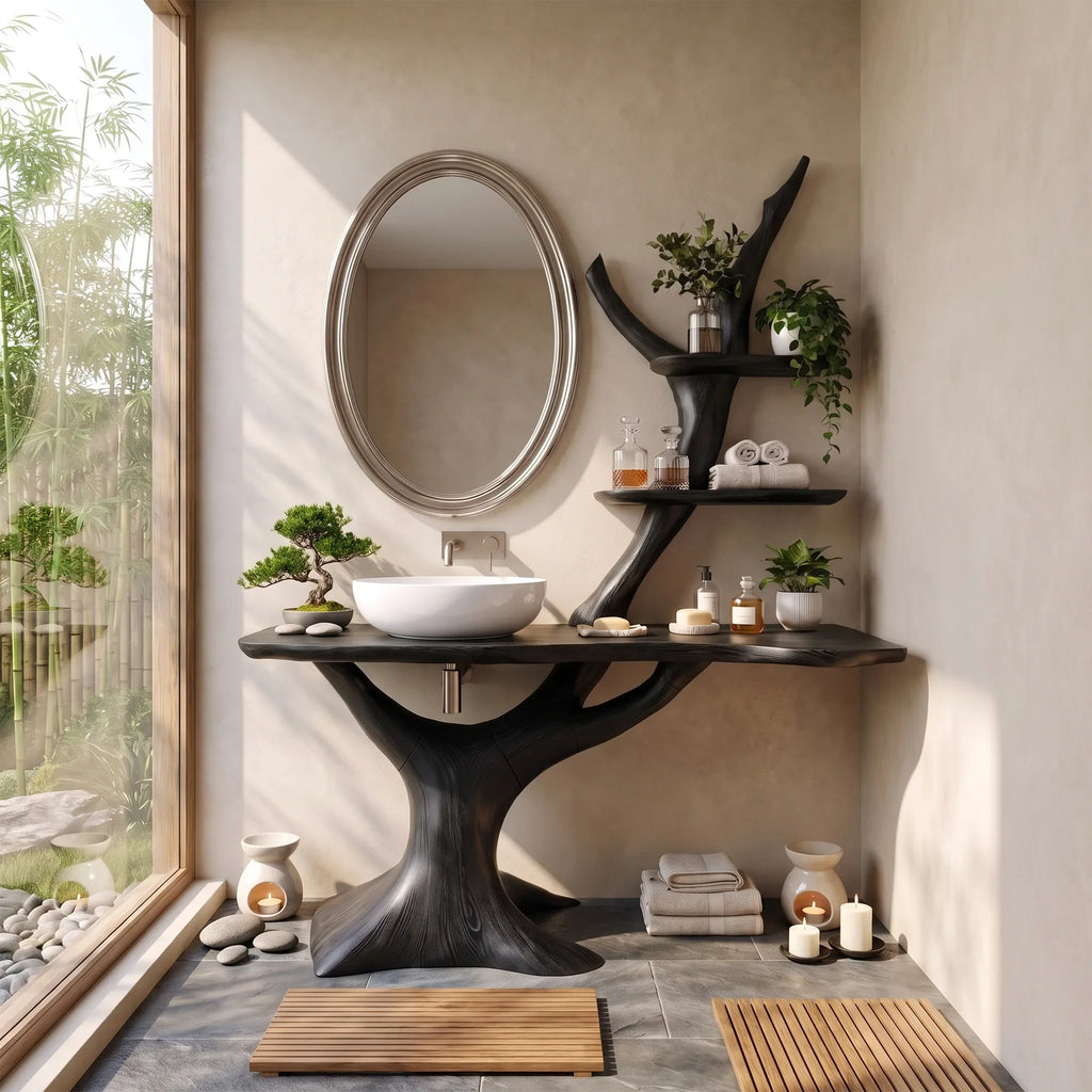 Artistic Bathroom Vanity With Sink Wooden Bathroom Vanity Modern Bathroom Vanity Tree Inspired Shelving For Contemporary