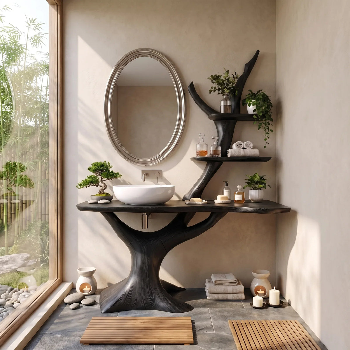 Artistic Bathroom Vanity With Sink Wooden Bathroom Vanity Modern Bathroom Vanity Tree Inspired Shelving For Contemporary