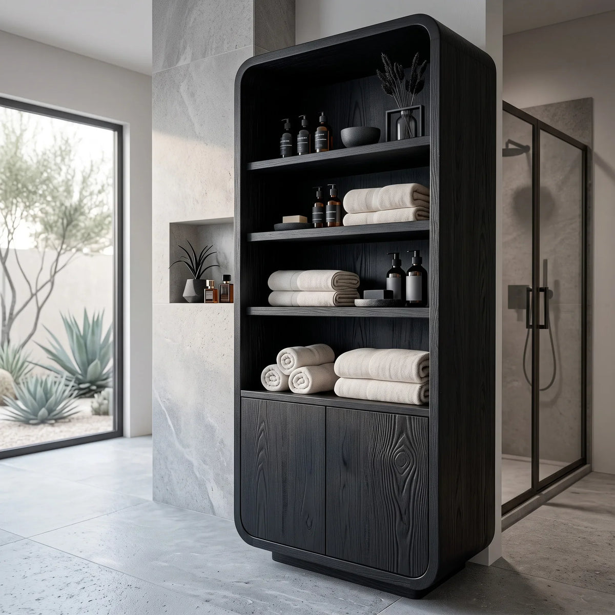 Modern Tall Bathroom Cabinet With Storage Doors For Bathroom