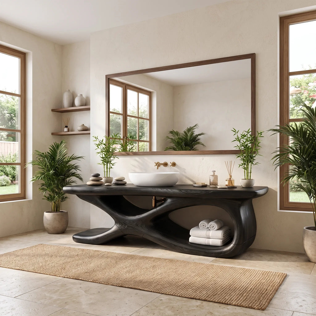 Luxurious Bathroom Vanity Bathroom Vanity With Sink Freestanding Bathroom Vanity Live Edge Style Top For Spa Bathroom