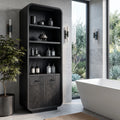 Contemporary Tall Bathroom Cabinet With Open Shelves For Bathroom