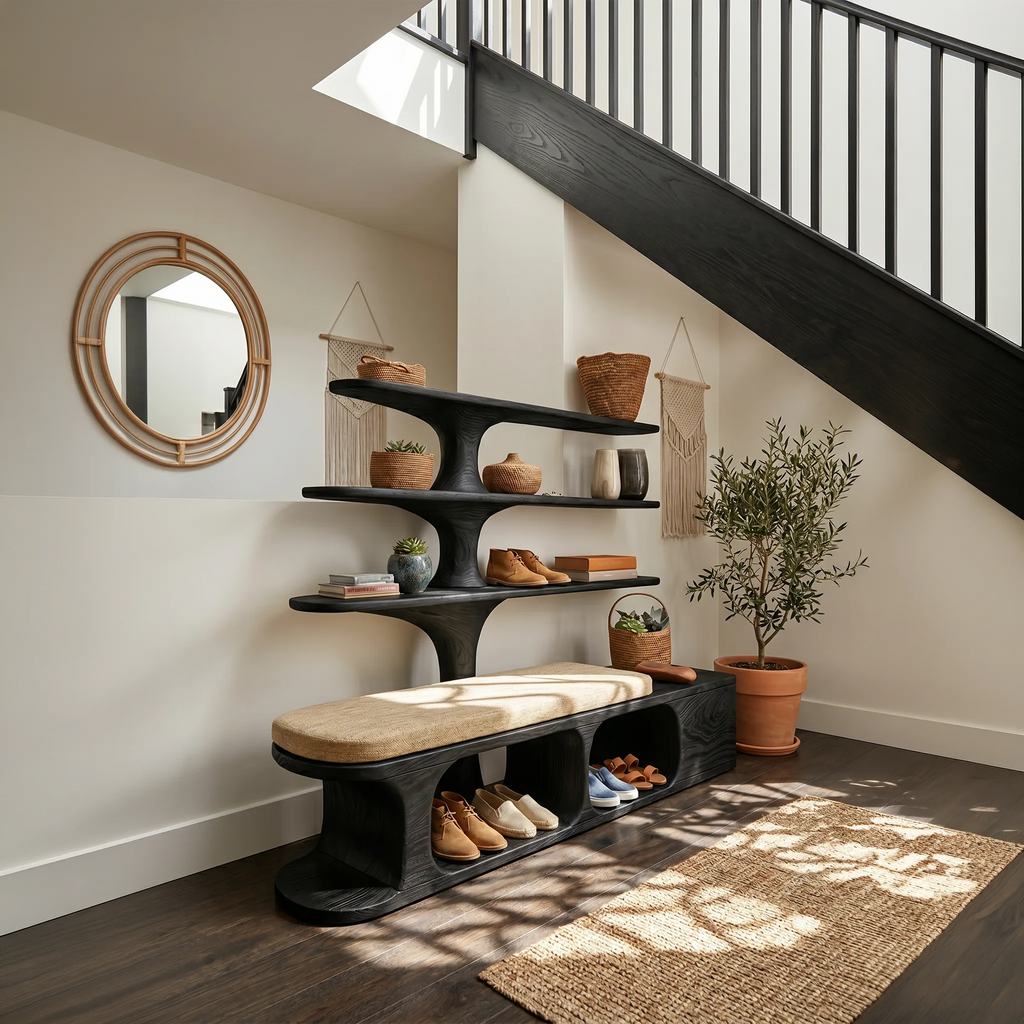 Modern Shoe Rack Bench For Entryway Lounge Living Corner