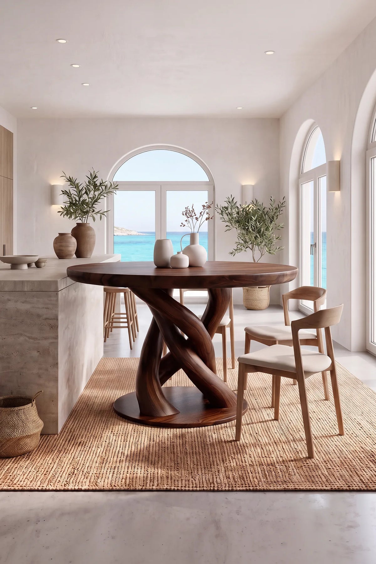Airy Round Dining Table Dining Room Table Intertwined Base For Kitchen Dining Area
