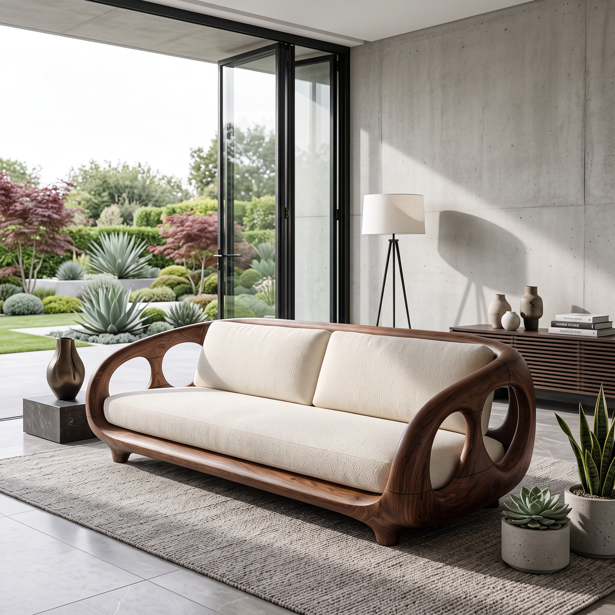 Modern Sculptural Sofa For Living Room And Sunroom