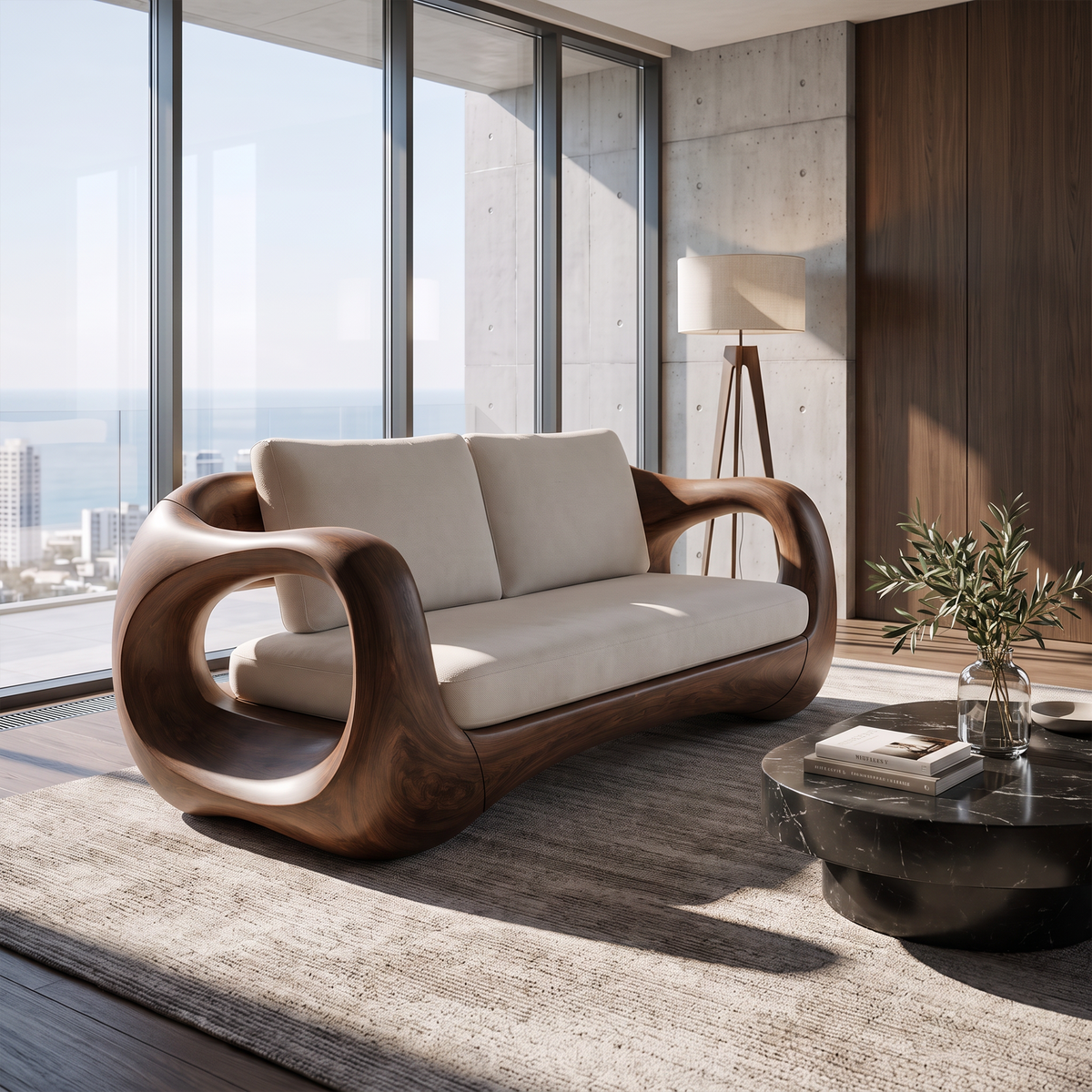 Modern Curved Frame Sofa For Living Room And Lounge Area