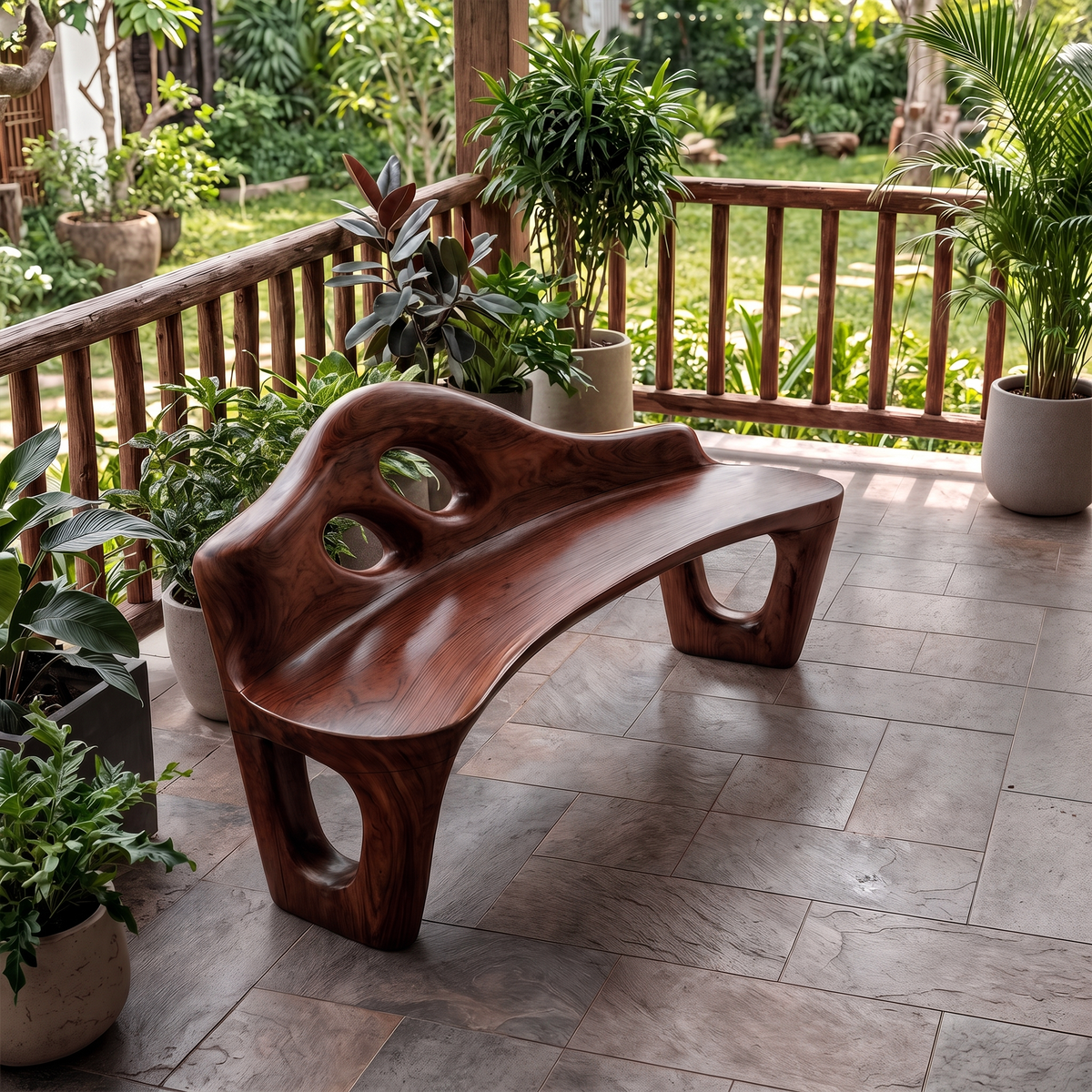 Sculptural Bench Handcrafted Freeform Design For Home