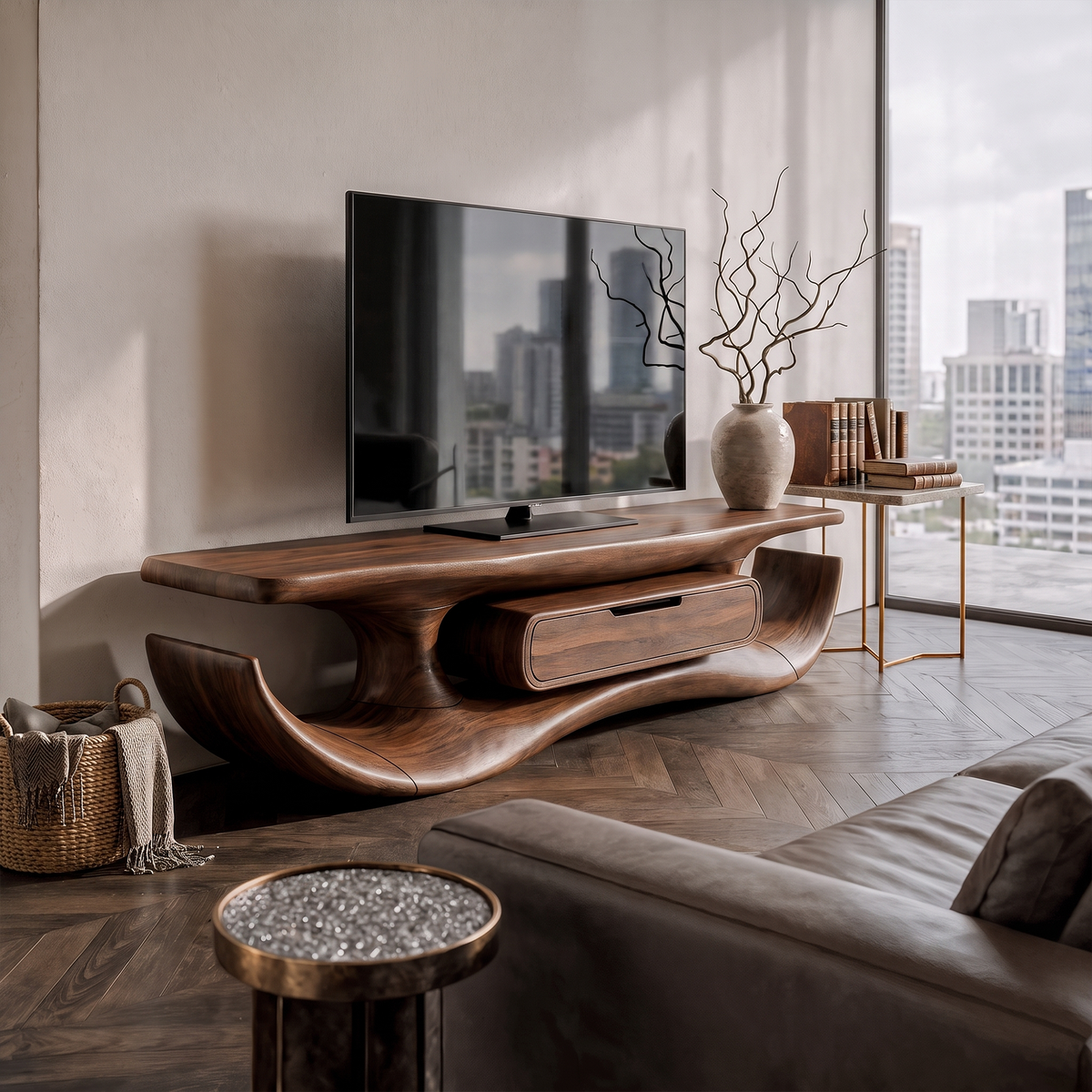 Organic Sculptural TV Cabinet For Living Room And Media Room