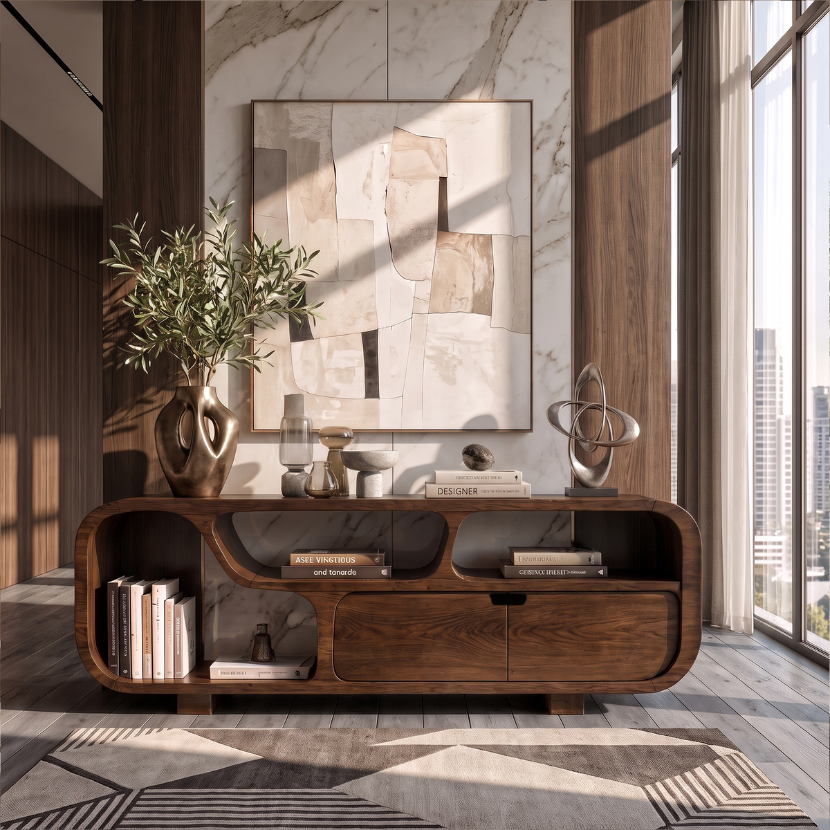 Contemporary Sideboard With Floating Drawer Design For Living Room