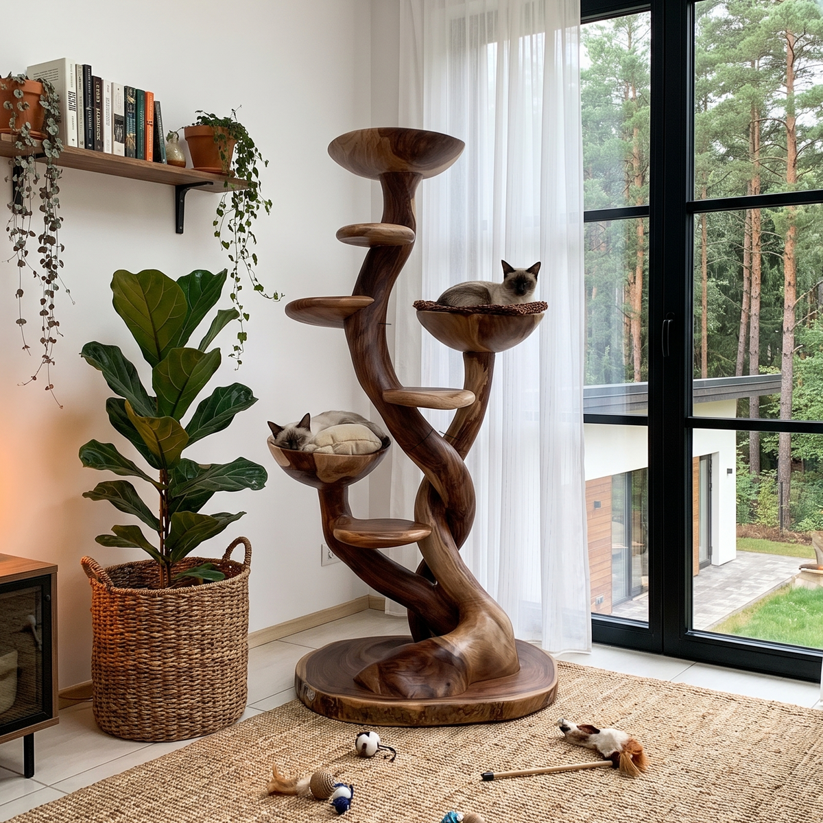 Organic Sculptural Cat Tree With Multi Level Platforms For Indoor Cats