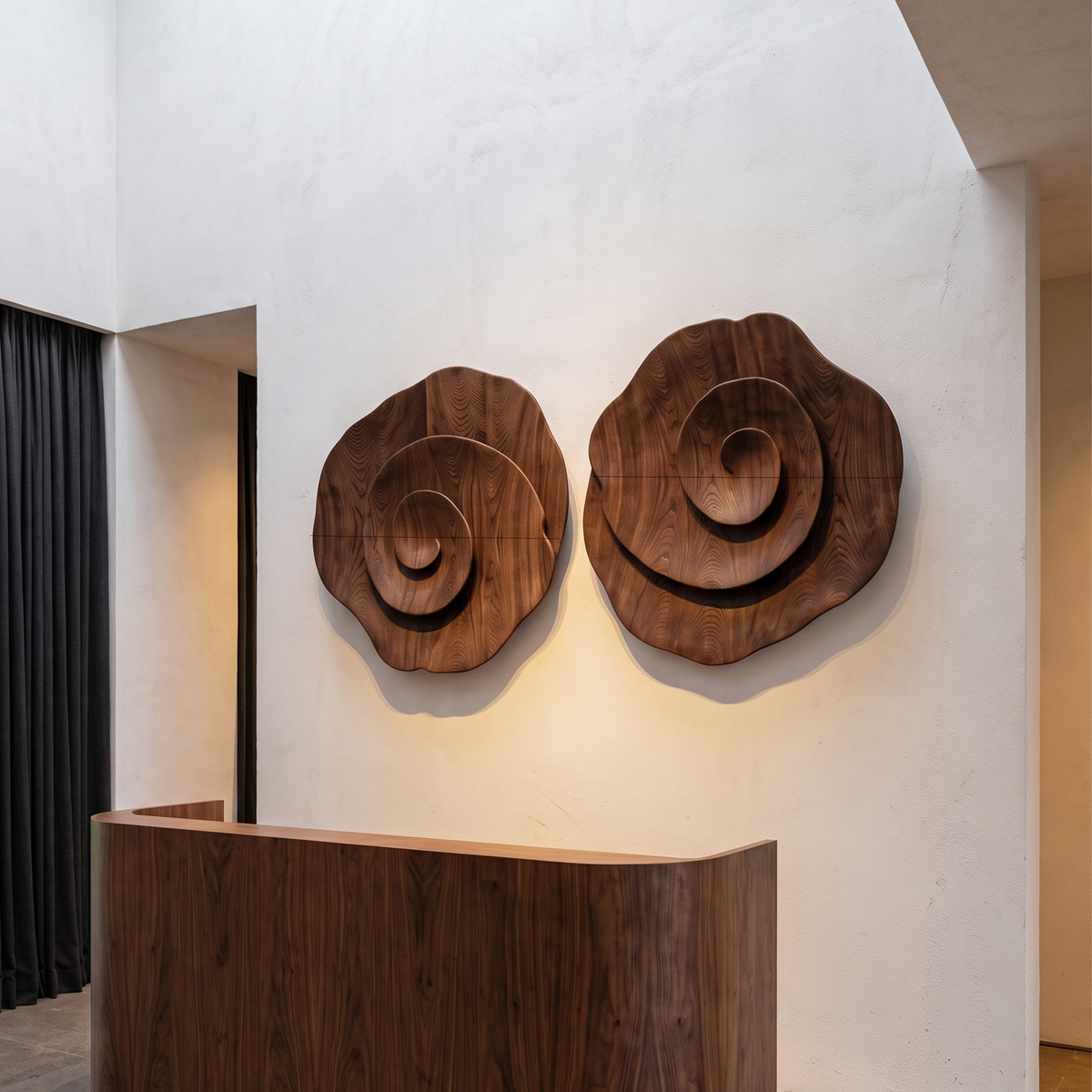 Contemporary Flower Wall Art With Sculptural Spiral Form For Entryway