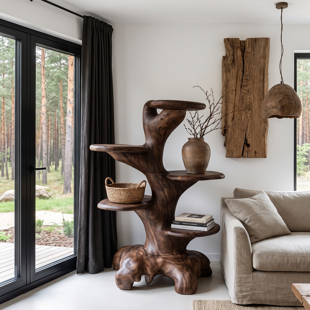 Minimalist Side Table With Integrated Storage For Living Room