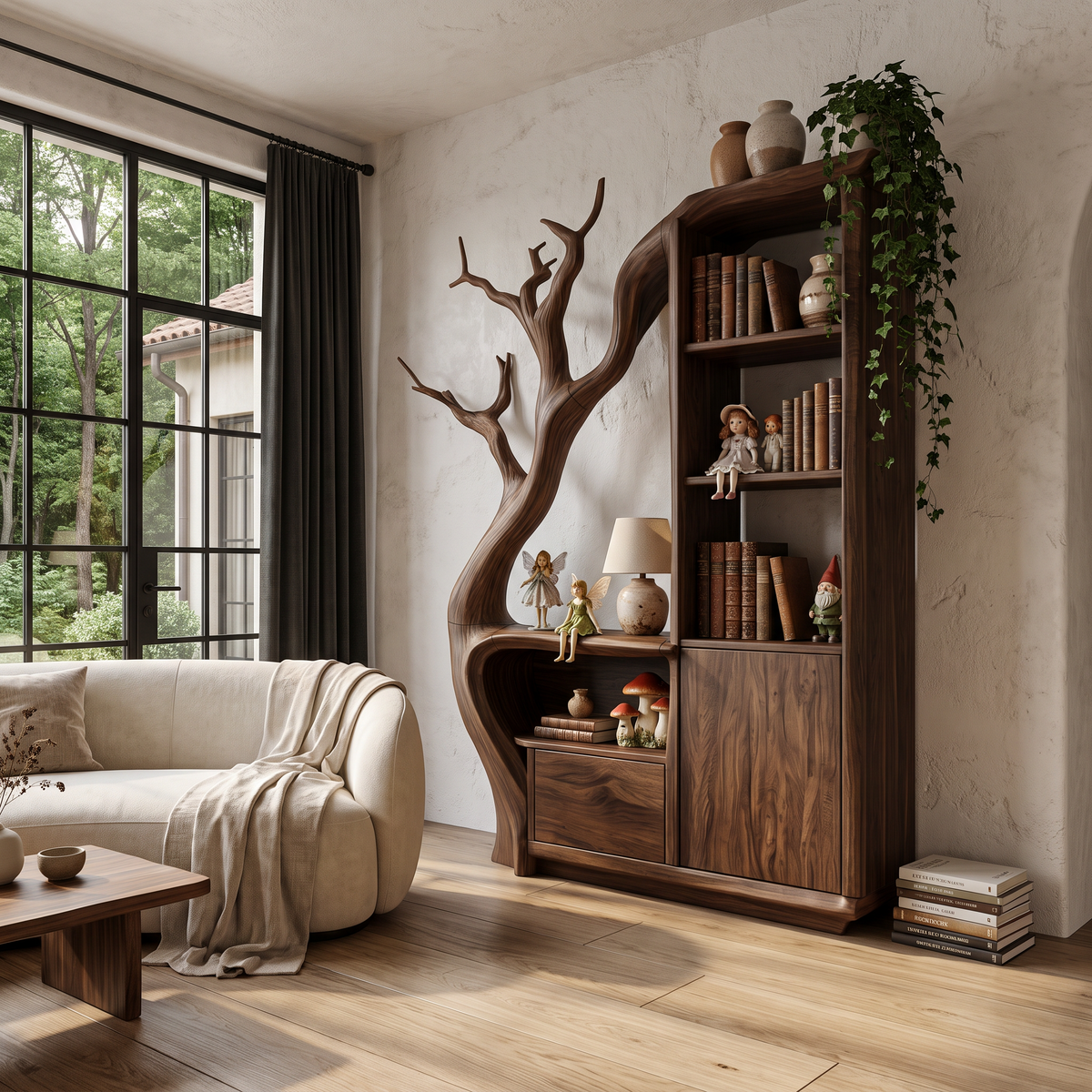 Modern Storage Cabinet With Rounded Frame Design For Entryway
