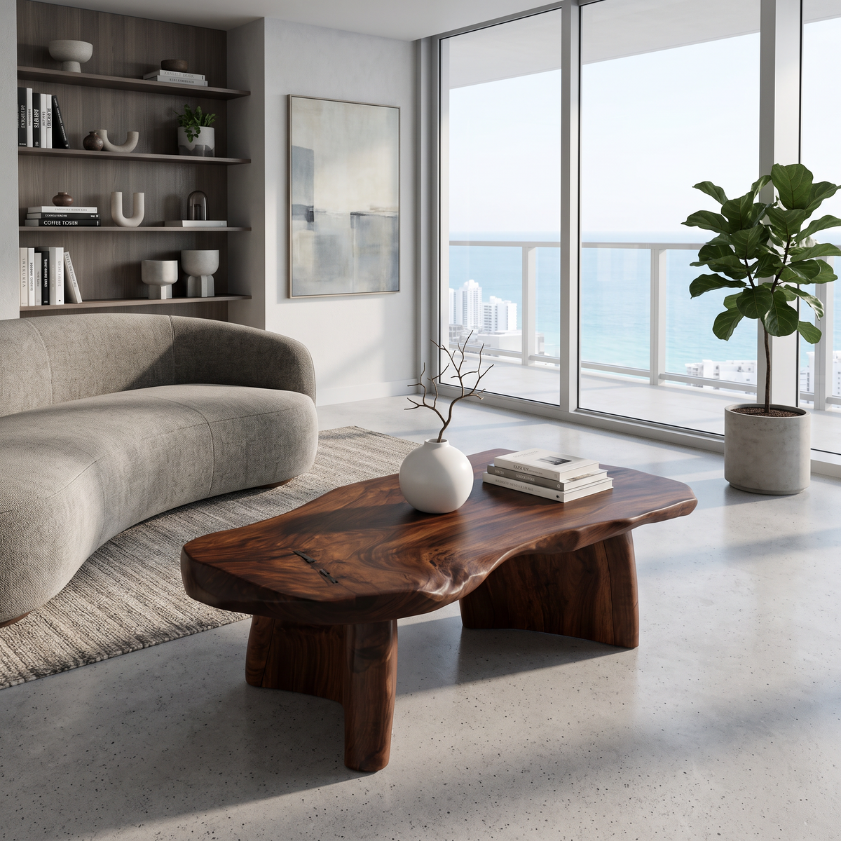 Organic Modern Live Edge Coffee Table With Natural Edge Design For Living Room